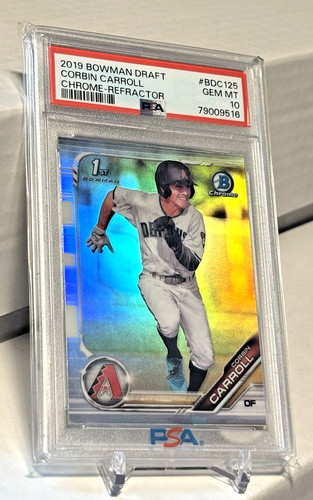 Corbin Carroll 2019 Bowman Draft Chrome Refractor #BDC125 Graded GEM MT PSA 10
