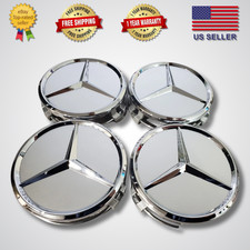 Set Of 4 75mm Wheel Center Rim Caps Hubcaps Fits Mercedes-benz Chrome Star
