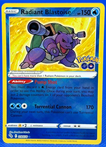 Pokémon TCG Radiant Blastoise Pokemon GO 018/078 Holo Radiant Rare
