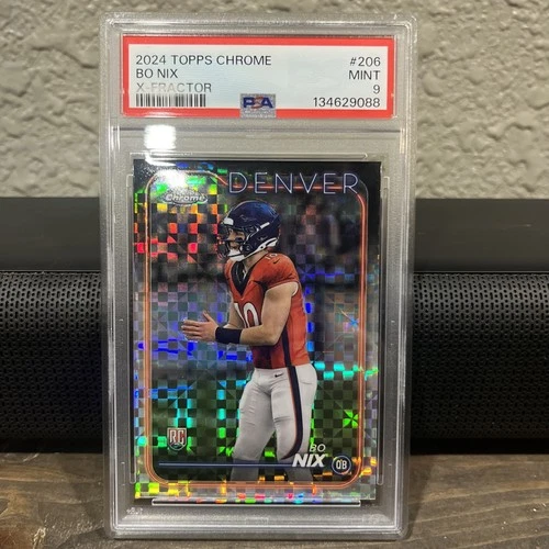 2024 Topps Chrome - Rookies Bo Nix #206 X-Fractor (RC) PSA 9