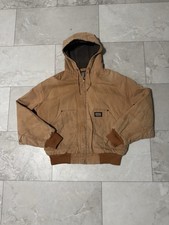 Big Smith Canvas Jacket Mens Large Tan Workwear Hooded Insulated Distressed