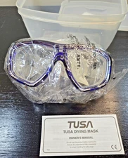 NwT TUSA Diving Mask Purple w/Case & Manual