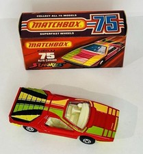 Matchbox Lesney Superfast No 75 Alpha Carabo Streakers Red with Tampo 