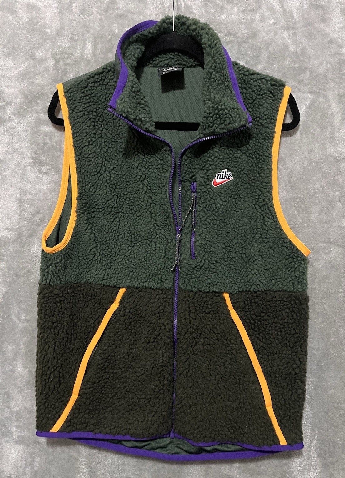 SACAI X NIKE Gilet Nike Sherpa Y2K retrò uomo piccolo pile verde abbigliamento sportivo gilet giacca