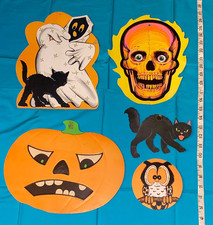 vintage lot of HALLOWEEN DECORATIONS jol pumpkin owl skull ghost cat Beistle