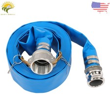 2" x 25FT Blue PVC Lay Flat Water Hose Discharge Hoses For Pool Backwash