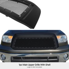 Fits 2010-2013 Toyota Tundra Upper Stainless Black Mesh Rivet Package Grille