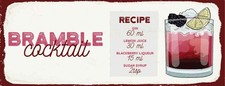 Holzschild 10x27 cm Bramble Cocktail Recipe Gin Essen Trinken Deko Geschenk Holz