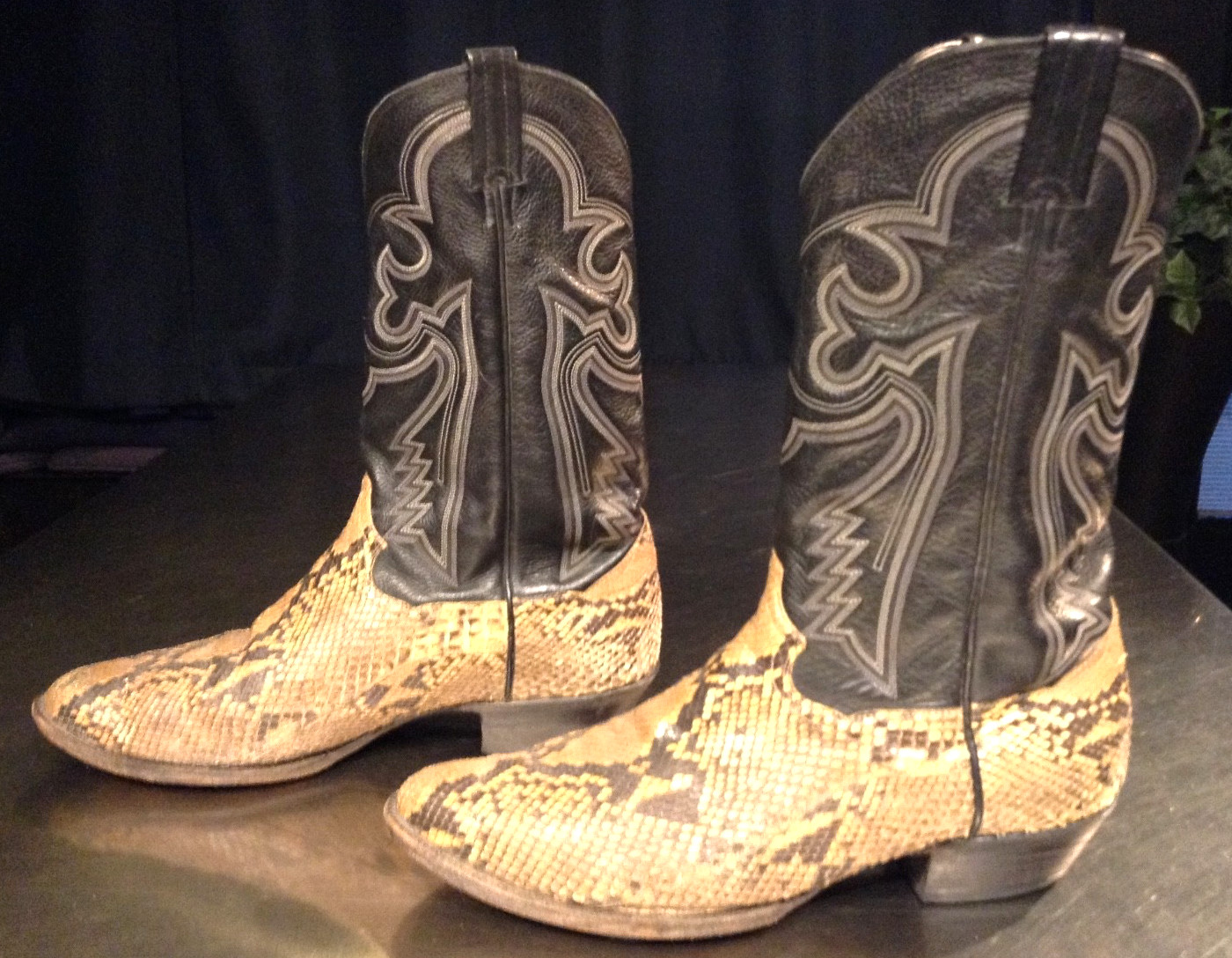 VTG Panhandle Slim Python Leather Cowboy Boots Me… - image 6