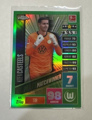 2020 Chrome Match Attax Bundesliga Green Refractor /99 Koen Casteels #65