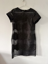 Coast Limited Edition Dress Black Sheer Floral Short Sleeve Size 10 Party Mini