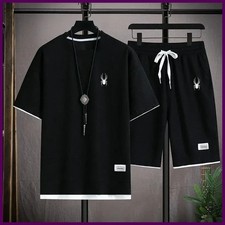 Men's Short Sleeve T-Shirt Sports Shorts Set Casual Korean Summer Sportswear