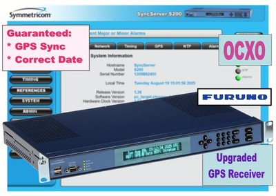 Symmetricom SyncServer S200 OCXO Furuno UPGRADED GPS NTP Network Time Server