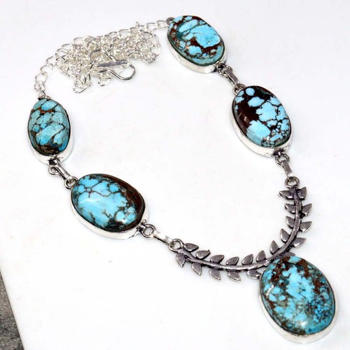 Collier En Argent 925 Avec Pierre Larimar - Fait Main, Longueur 18 Pouces