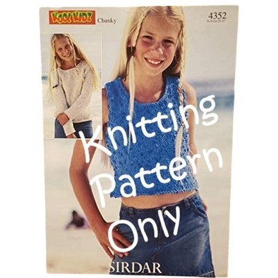 New Sirdar 4352 Kool Kidz Chunky Fun Yarn Child Top Sweater Knitting Pattern