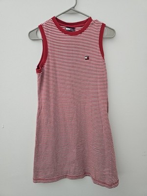 Tommy Hilfiger Vintage Y2K Mini Shirt Dress Red White Stripe M Medium Spring