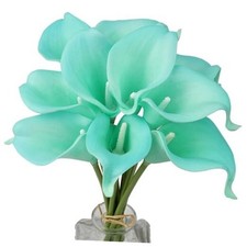 Mini Artificial Calla Lily 10 Stem Bridal Bouquets Artificial Latex Real Blue