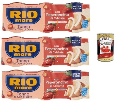 Rio Mare Thunfisch in Olivenöl mit Kalabresischer Chili, 3er Pack, je 65g+Polpa