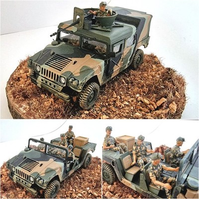 1:35 HMMWV Hummer Special OPs Team Diorama gebaut & bemalt abnehmbares Dach D40