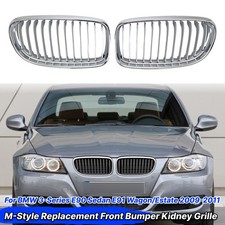 2X K�HLERGRILL EINZELSTEG CHROM SILBER F�R BMW 3ER E90 E91 2009-2011 FACELIFT