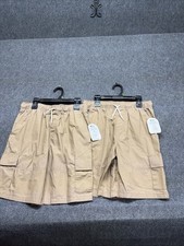 Lot Of 2 Wonder Nation Cargo Shorts Boy's Sz XL 14/16 Tan Drawstring NWT