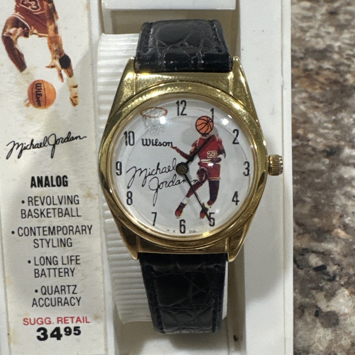 Michael Jordan GLO WATCH Wilson 当時物　保管品 1980s Michael Jordan analog watch with original Wilson case rare