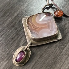 Sterling & Gemstone Artisan Hand Crafted Pendant Necklace - 925 Drop Necklace