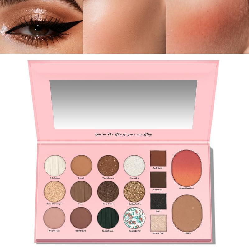 5-In-1 Backed Eyeshadow Makeup Palette with Blush Bronzer Hi