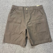 Cabelas Mens Cargo Shorts Dark Khaki Brown Elastic Waist 36 Outdoor Hiking nWT