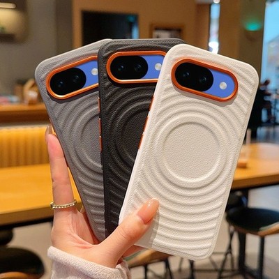Wave Pattern Magnetic Matte PU Leather Back Cover Case For Google Pixel 10a