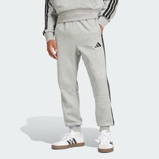 ADIDAS Essentials 3-Stripes Fleece Pants in Heather Grey/Black - Size Large