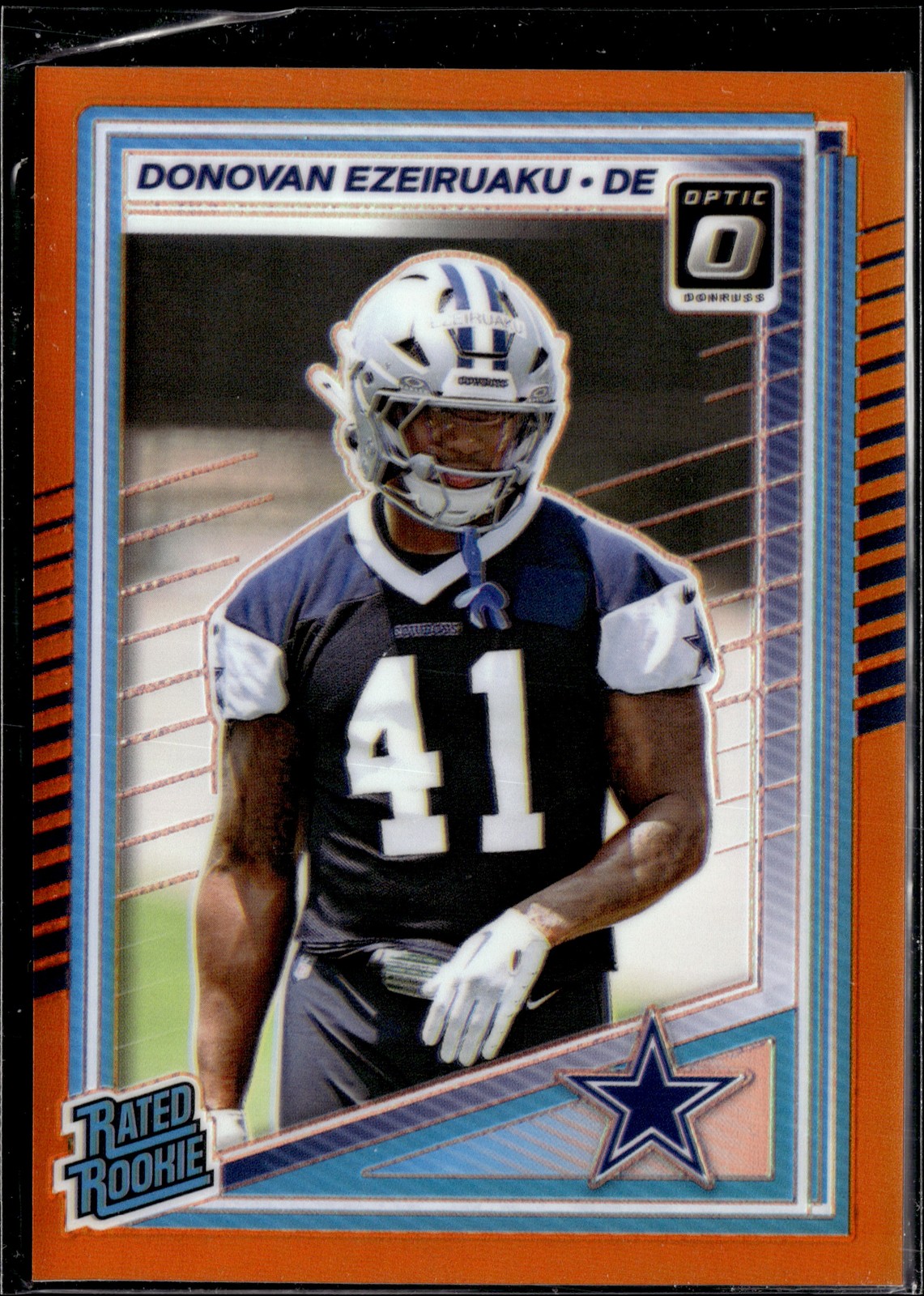 2025 Donruss Optic #230 Donovan Ezeiruaku Orange Rookie #/299 Dallas Cowboys R03