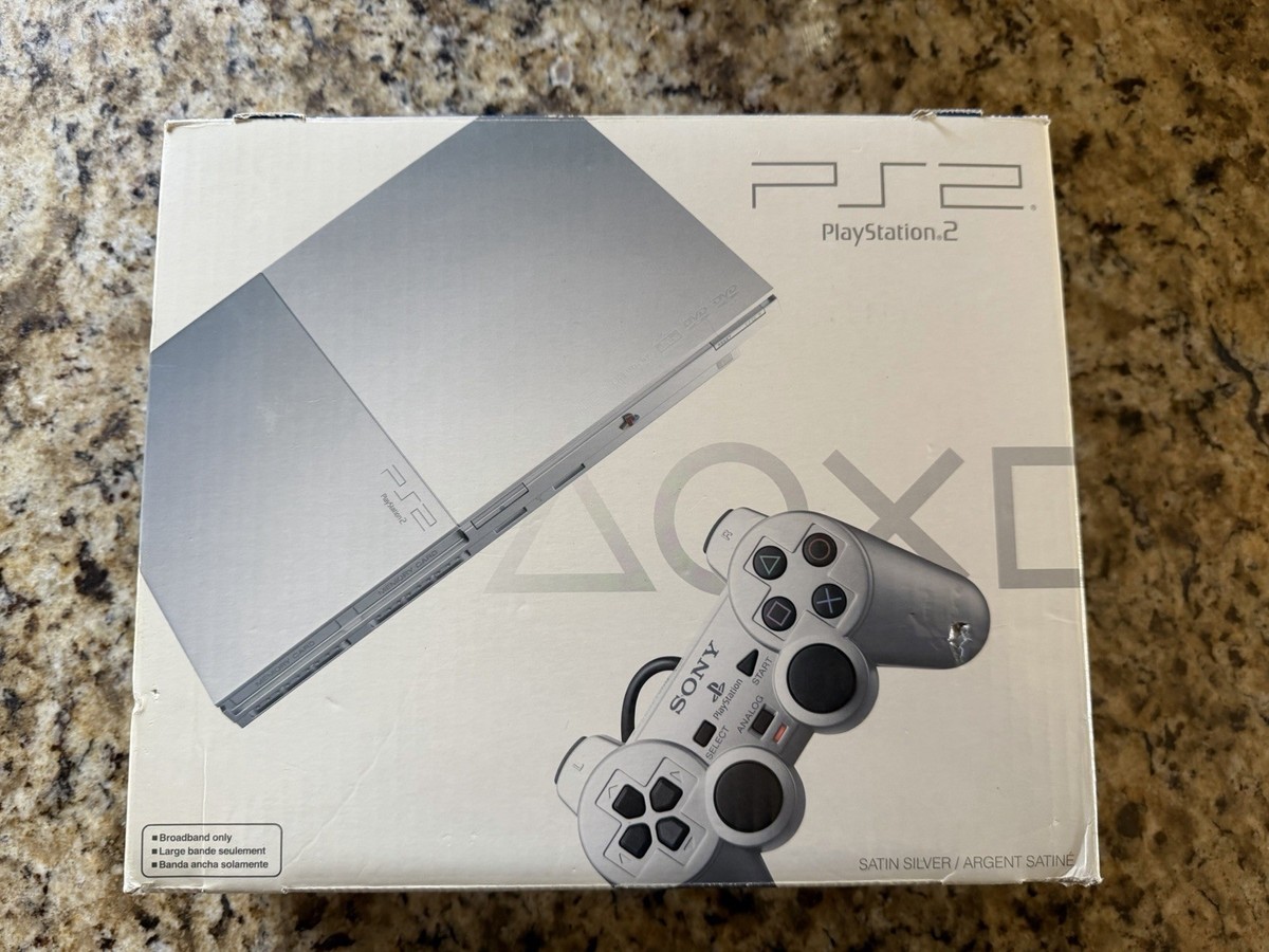 PS2 Slim Satin Silver PLAYSTATION 2 Console SCPH-90001 In Original