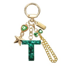 Initial Letter Keychain for Women Cute Heart Butterfly Star Chain Green T 