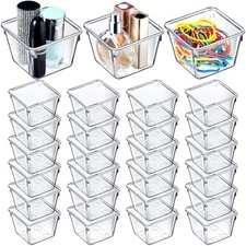 24 Pcs Stackable Clear Drawer Organizer Set 3" x 3" x 2" Small Makeup Vanity ...