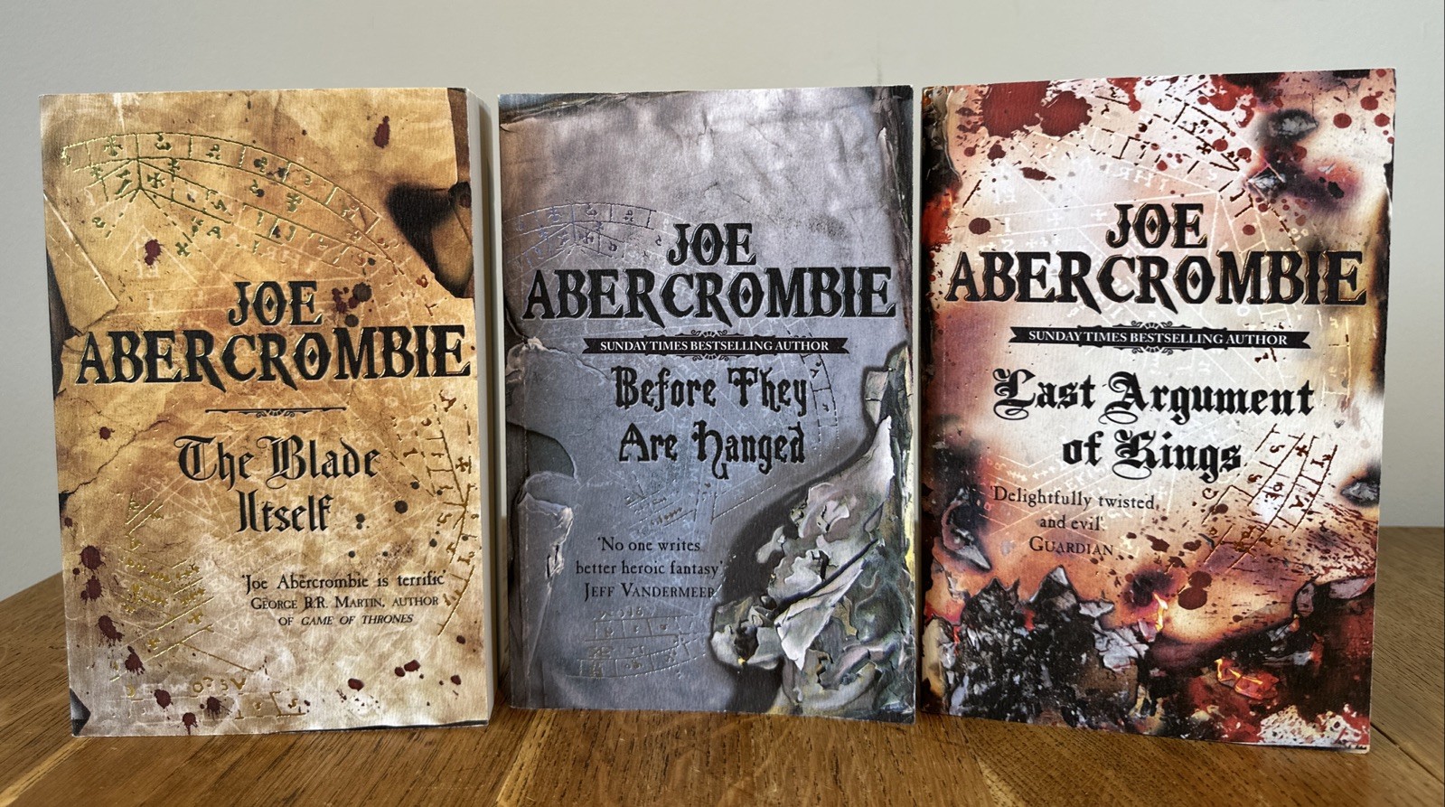 Joe Abercrombie The First Law Trilogy SIGNED UK Gollancz Matching 3 Vol PB Set