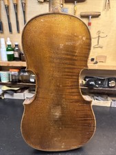 Grafted Neck -Old -Antique 4/4 Violin For Repair. Flamed Back One Piece Back