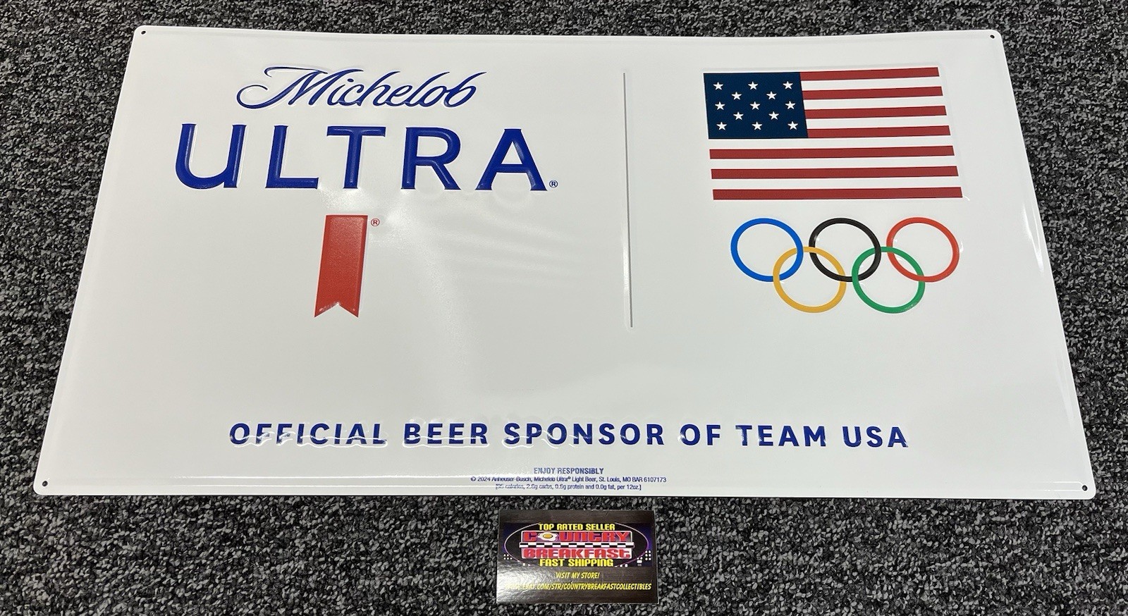 Michelob Ultra Olympics Team USA Sponsor Metal Beer Sign 24x13” Brand New In Box