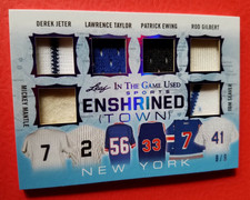 Mickey Mantle JERSEY CARD #d8/9 DEREK JETER SEAVER PATRICK EWING LAWRENCE TAYLOR