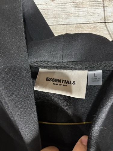 Fear of God Essentials Black Hoodie Oversized Faded Men’s Size Large Streetwear - Picture 2 of 6