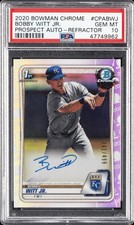 2020 BOWMAN CHROME PRSPCT AUTOS REFRACTOR BOBBY WITT JR. #/499 PSA 10 AUTO