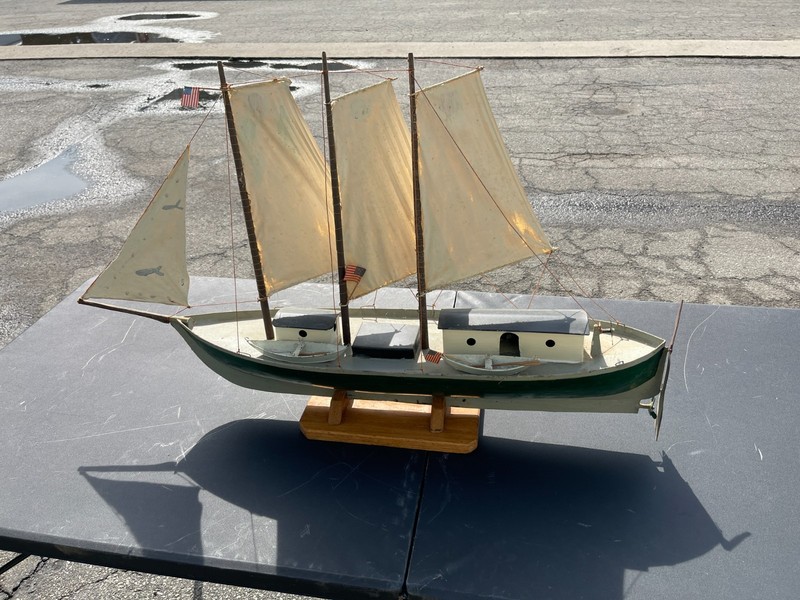 Hand Made Large Metal Model Boat See Pictures 