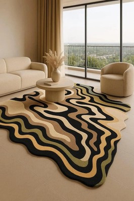 New Stylish  Hand-Tufted Modern Rugs  Hand Med Carpet 100% Soft Wool Bathroom