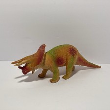 Vintage Triceratops Toy Dinosaur 1986 Hard Plastic Vintage Color 13 inch long