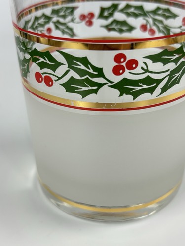 4 Vintage Culver Holly Garland Frosted Christmas Holiday Lowball Glasses - Picture 8 of 10