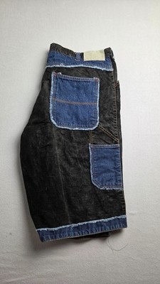 5 Star Jean Shorts Mens Size 38 Color Block Y2K Retro Streetwear Denim Suede