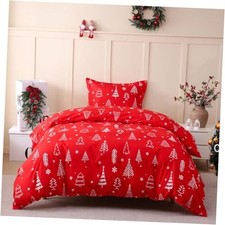 Red Christmas Tree Kids Duvet Cover Set Size, 2 Piece Xmas Twin Red Tree