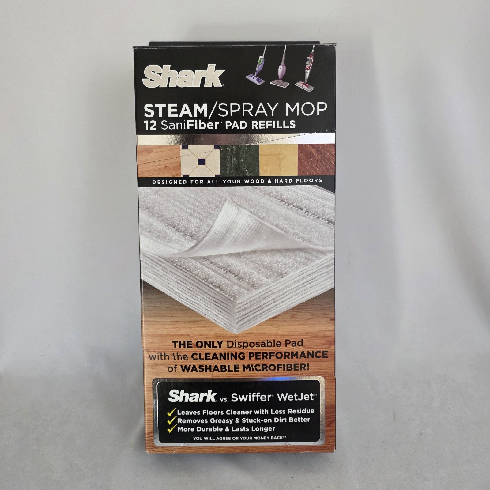 Shark Steam Spray Mop SaniFiber Pad Refills 9 of 12 Pads Rem