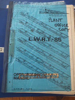 PLASSER & THEURER LONG WELDED RAIL TRAIN LWRT 85 OPERATORS MANUAL BRITISH RAIL
