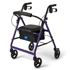 Medline Aluminum Rollator Walker with Seat, Purple, 250 lb. Weight Capacity, Lig